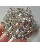 Vintage JULIANA Clear Rhinestone Flower Brooch Layered Dome 3D 2.7/8&quot; Di... - £175.22 GBP