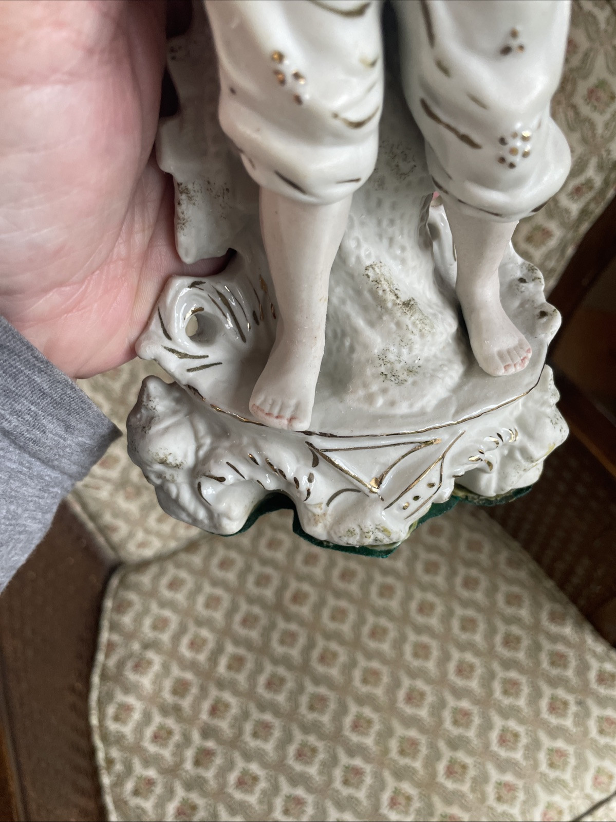 Bisque Porcelain Hand Painted & Made In Japan - Colonial Man & Woman Statue Item image 14