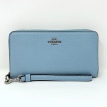 Coach Long Zip Around Wallet Waterfall Blue Leather C4451 New With Tags - £118.48 GBP