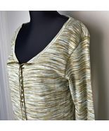 Nautica Olive Green Lt Blue White Striped Lace-Up Scoop Neck Shirt-Women... - $26.49 CAD