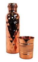 Terrapin Trading Ltd 100% Pure Copper Ayurvedic Water Bottle + cup - Yoga Sport  - £21.25 GBP