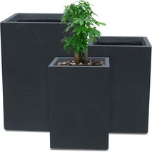 Kante 19&quot;, 16&quot;, And 13&quot; H Concrete Tall Sq.Are Planters Outdoor/Indoor, Charcoal - £102.20 GBP