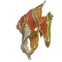Brooch Angel Fish Vintage Jewelry Rhinestones well-crafted stunning OOAK RARE - £27.65 GBP