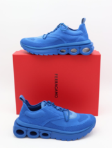 NIB Salvatore Ferragamo Mens Nima Blue Knit Lace-Up Runner Sneakers Shoes 9 - £385.68 GBP