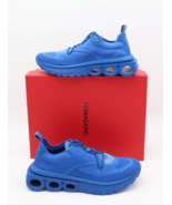 NIB Salvatore Ferragamo Mens Nima Blue Knit Lace-Up Runner Sneakers Shoes 9 - $475.00