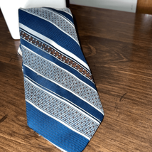 Cravats by Tonino Firenze all polyester, vintage, blue striped tie - £7.67 GBP