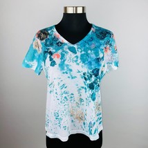 Breckinridge Womens Womans Petite Small S Polyester Turquoise Abstract Print Top - $17.99