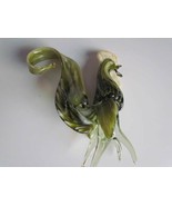 Beautiful Unique Art Glass Green Rooster Hand Blown Depression Stand 11.... - £24.64 GBP