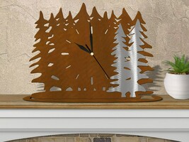 16.5in W Lodge Theme Forest Shelf or Mantel Clock - Tree Line - £84.26 GBP