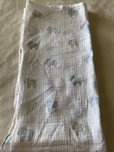 Aden And Anais Baby Boys White Gray Blue Hippo Swaddle Blanket 100% Cotton - $12.25