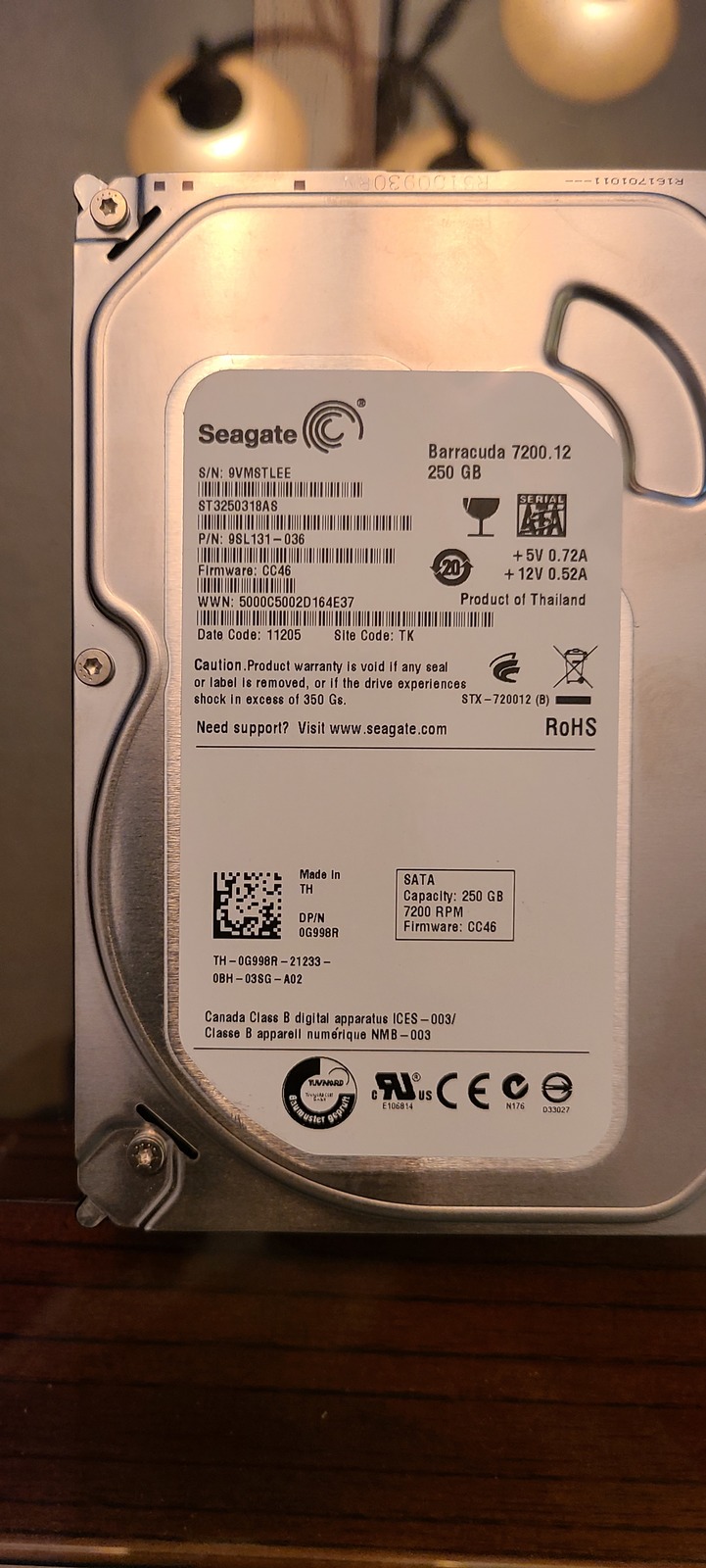 Seagate SATA Barracuda 7200 250GB HD - $7.50