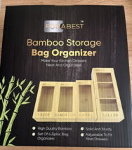 Bamboo Storage Bag Organizer Set Of 4 Plastic Bag Organizers -Seperates NEW - £48.48 GBP