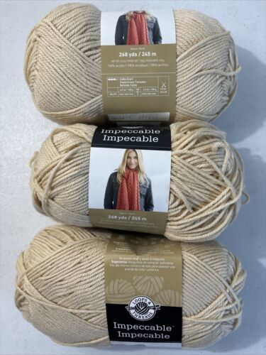 Lot of 3 Skeins Loops & Threads Impeccable Yarn Heather 100% Acrylic 268 yds. ea - $18.04