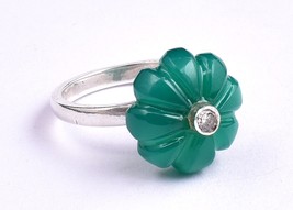 Natural Green Onyx 925 Sterling Silver Handmade Pumpkin Ring For Women Gift - £98.87 GBP