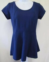 Isaac Mizrahi Live! Short Sleeve Peplum Knit Top ~ ROYAL NAVY ~ Women&#39;s ... - $20.00