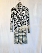 Custo Barcelona Geometric Turtleneck Dress Tencel Soft Knit SIZE 2 Black... - $69.99