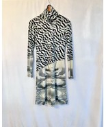 Custo Barcelona Geometric Turtleneck Dress Tencel Soft Knit SIZE 2 Black Y2K EUC - $69.99