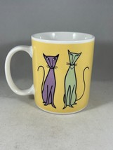 Retro Vintage Illustrated Midcentury Modern Cat Coffee Mug - Max and Lucy - $11.88