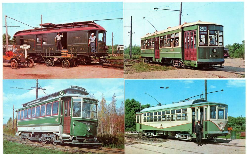 Primary image for 4 Postcards Seashore Trolley Museum Kennebunkport ME Tram St Louis Car Co