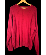 Oscar de la Renta Sweater 2X XXL Mens Red Cable Knit 100% Cotton Vtg Cre... - $63.51 CAD