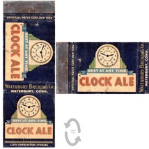Vtg Matchbook Cover Clock Ale Waterbury Brewing Co CT 1930s beer art deco - £7.77 GBP