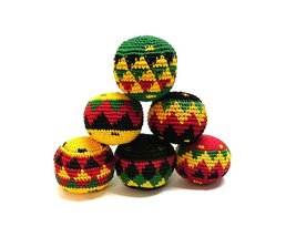 Rasta Multicolored Crochet Assorted Geometric Pattern Hacky Ball Foot Ba... - $9.89