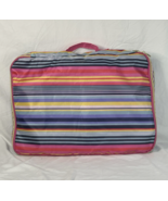Vintage Isaac Mizrahi Travel Packing Cube Pink Multi Color Stripes Handle Zipper