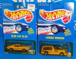 Hot Wheels Mid 1990s Blue Card Lot of 2 Olds 442 W-30 &amp; Lumina Minivan - $8.00