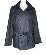 NEW Juniors Bongo Faux Wool Belted Peacoat Pea Coat Jacket Charcoal Gray... - $545.33 MXN
