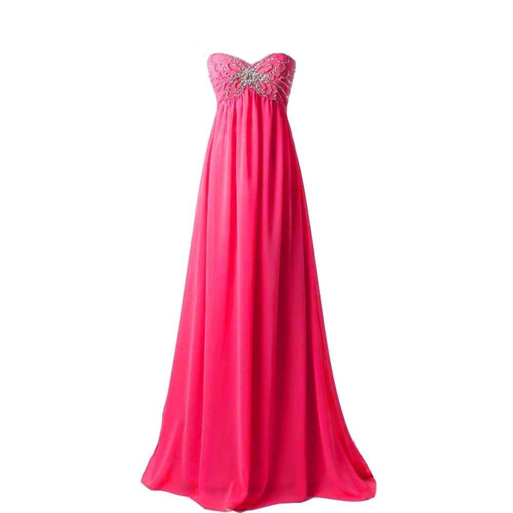 Kivary Women's Sweetheart Shiny Crystals Empire Floor Length Long Chiffon Formal