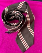 Givenchy Gentlemen Paris Mens Necktie Italy Logo Tie Hunter Brown Red Striped - £25.00 GBP