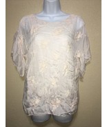 Angela Moda Silk Blend Embroidered Floral lined Blush Top Made in Italy ... - $49.50