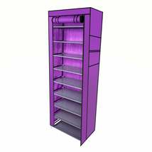 Fashionable Room-saving 9 Lattices Non-woven Fabric Shoe Rack Purple - $29.13