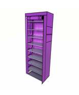 Fashionable Room-saving 9 Lattices Non-woven Fabric Shoe Rack Purple - $39.84 CAD