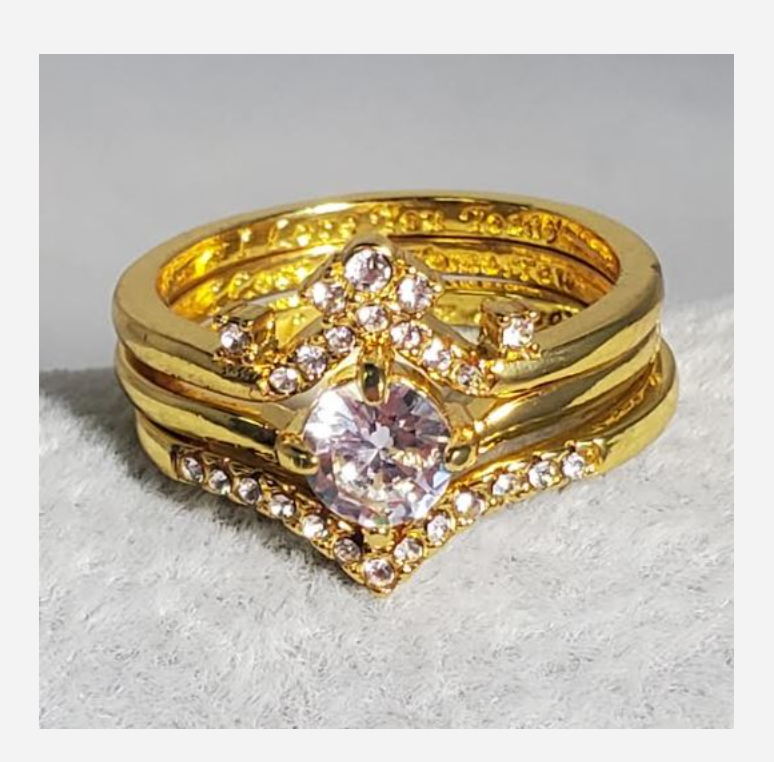 GOLD 3 PIECE RHINESTONE COCKTAIL RING SIZE 5 6 7 8 9 10 - $39.99