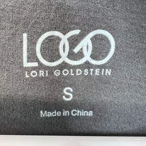 LOGO Lori Goldstein Tunic Top Gray Size S 3/4 Sleeve Pockets Chiffon Crew Neck - £23.73 GBP