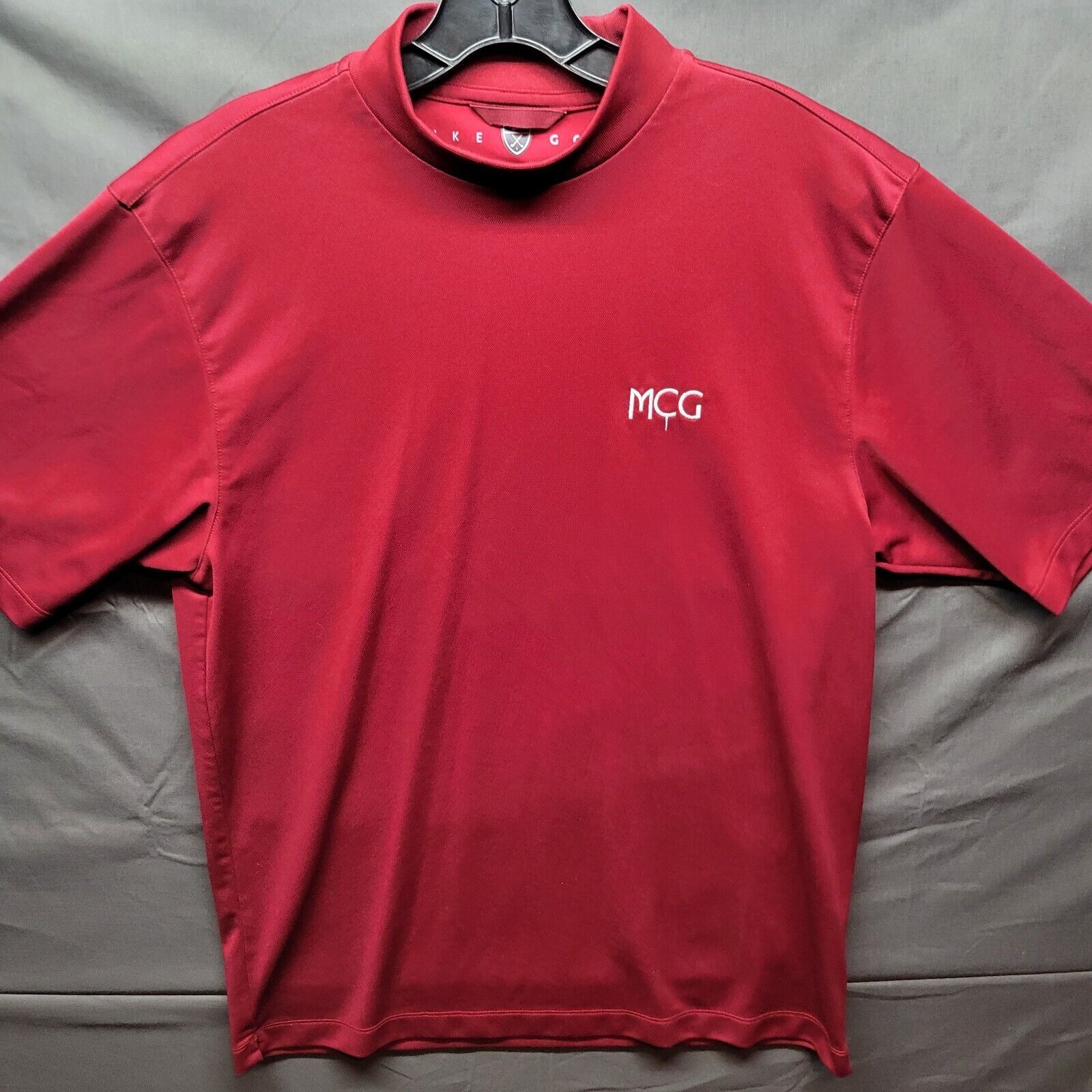 Vintage Nike Golf Short Sleeve Red High Collar Tshirt 'MCG' Size Medium - £19.05 GBP