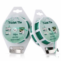 2 Reels 328 Feet (100M) Twist Tie, Green Coated Garden Plant Ties With Cutter Fo - £15.97 GBP
