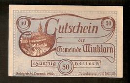 Austria Gutschein Gemeinde WINKLARN in Nieder-Österreich 50 heller 1920 ... - £6.16 GBP