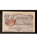 Austria Gutschein Gemeinde WINKLARN in Nieder-Österreich 50 heller 1920 ... - £6.28 GBP