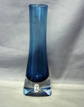 Vintage Aseda Bo Borgstrom Smokey Blue Pattern Base Art Glass Vase - £25.17 GBP