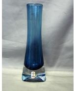 Vintage Aseda Bo Borgstrom Smokey Blue Pattern Base Art Glass Vase - £25.54 GBP