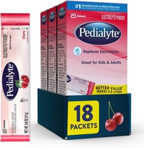 Pedialyte Electrolyte Powder Packets, Cherry, Hydration Drink, 18 Single-Serving - £62.34 GBP
