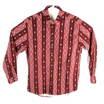 Womens Medium Red Flannel Aztec Shirt Southwestern Button Down Cabelas - £23.46 GBP