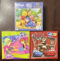 3x 24 Piece Puzzles: Pooh and Friends, Cars, Polly Pocket, Complete &amp; Ex... - $13.30