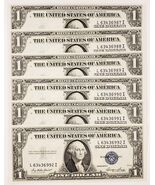 Lote De 6 Consecutivos 1935-E Plateado Certificados En Au Estado Fr# 1614 - $2,529.73 MXN