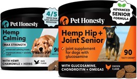 Hemp Calming &amp; Senior Hip &amp; Joint Support Bundle: Max Strength Dog Anxiety Relie - £51.35 GBP