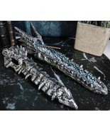 Dark Silver Dragon Fossil Skull Skeleton Incense Burner Box With Faux Cr... - $437.71 MXN