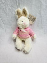 Happyheart Bunnies RUSS Jointed Bunny Plush Pink Knit Sweater Stuffed Animal 9&quot; - £12.66 GBP
