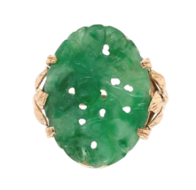14k Yellow Gold Ming&#39;s Carved A Jadeite Jade Ring with GIA Report 6.25 (... - €829,73 EUR